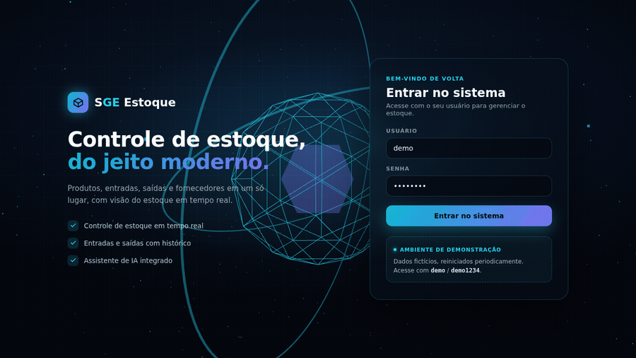 SGE - Sistema de Gestão Empresarial - captura de tela do sistema 1